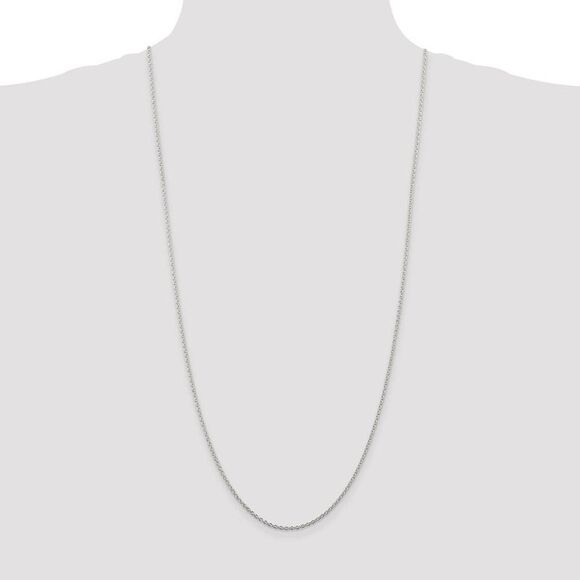 2mm Sterling Silver Classic Solid Cable Chain Necklace, 30 Inch - Picture 2 of 8